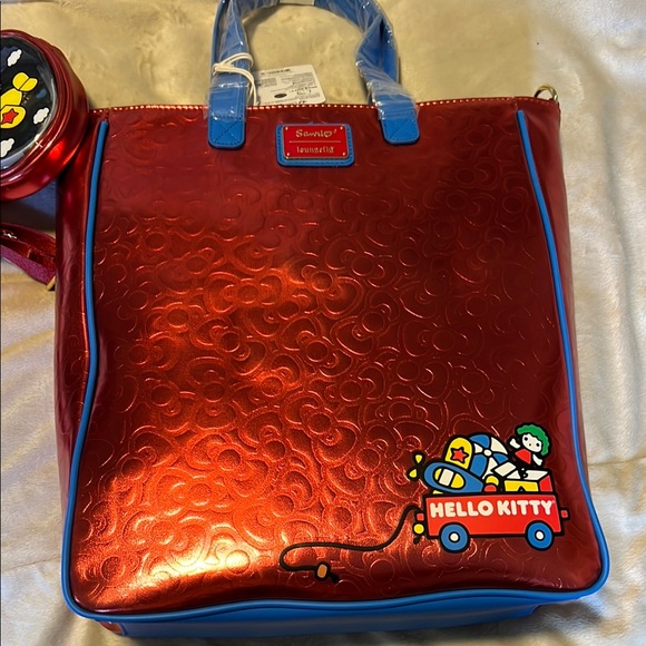 Loungefly Hello Kitty 50th Anniversary Metallic Tote Bag with coin purse - Picture 3 of 10